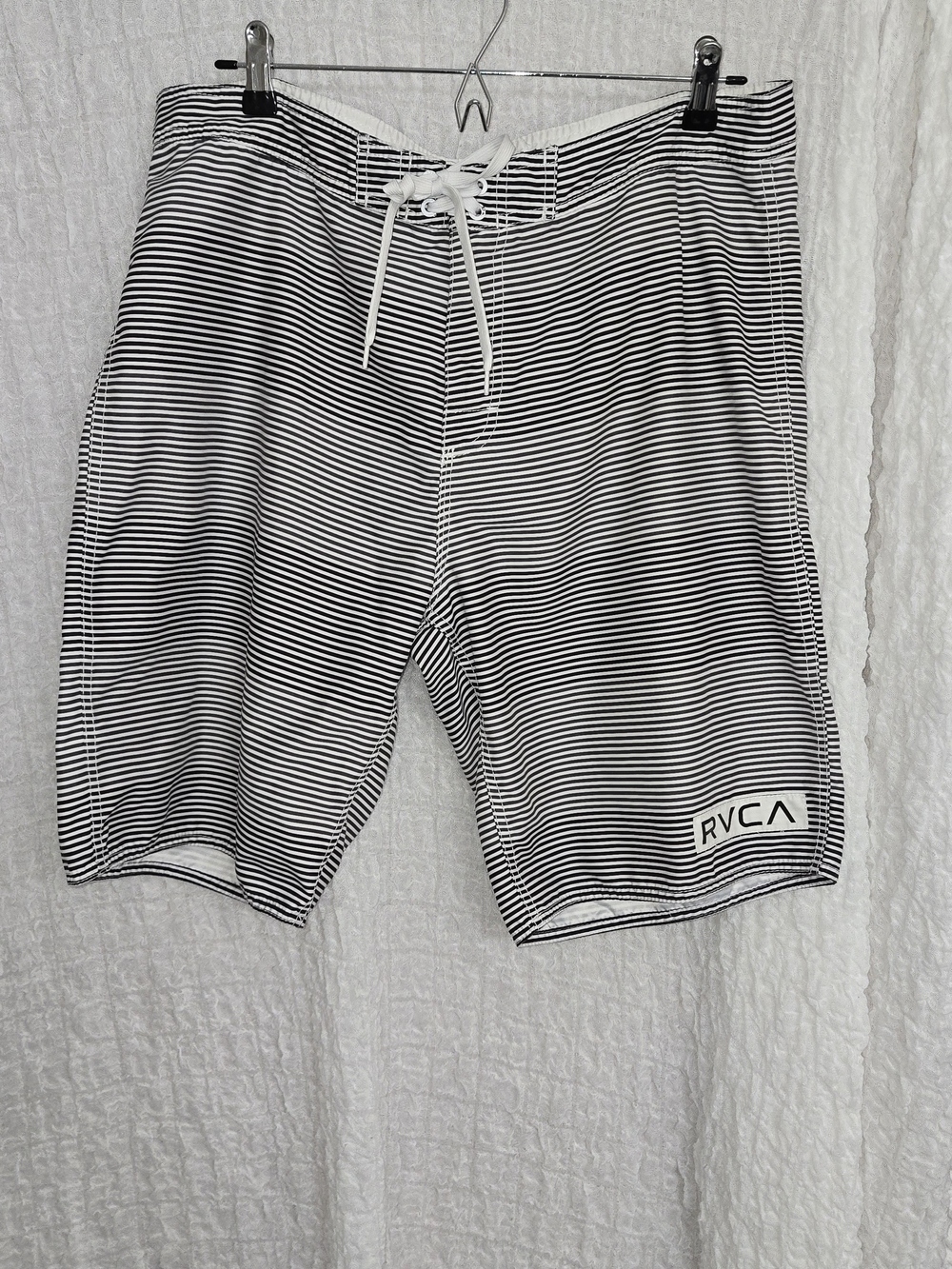 RVCA Black & White Striped Hybrid Shorts